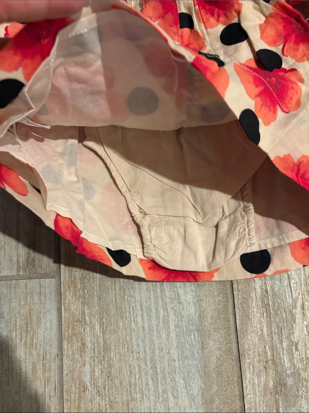 Baby GAP Cream Peasant Dress with Red Floral & Black Dot Print